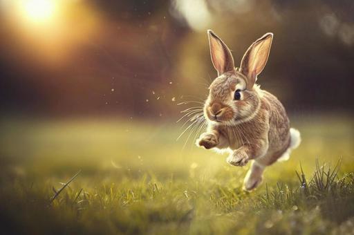 Rabbit in a natural setting running